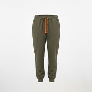 Figs Cargo Pants in Olive with Orange Accent